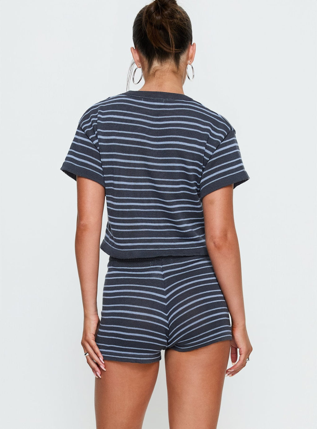 Arlynn Knit Micro Shorts Blue Stripe