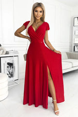 LBD Exclusive Red Crystal Maxi Dress