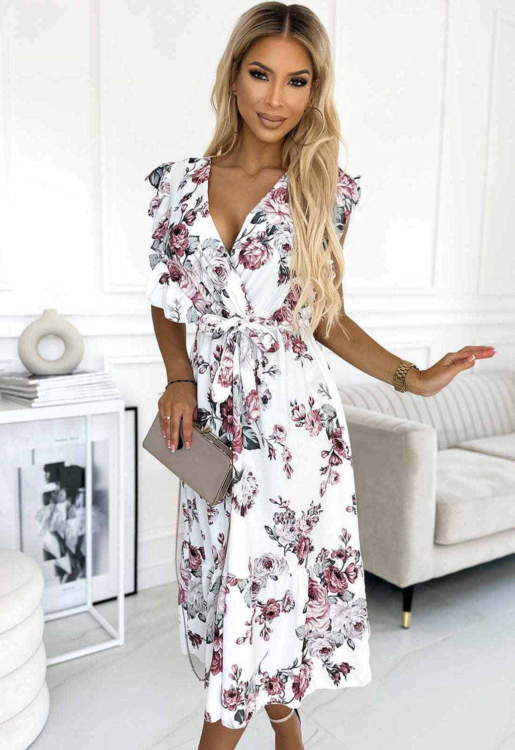 LBD Exclusive White Gabriella Print Dress
