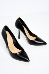 Miss Diva Black Gina Spool Heel Court Shoes