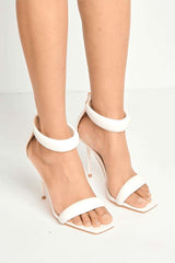 Miss Diva Ardeen Padded Stiletto Square Toe Heels in White