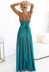 LBD Exclusive Teal Shimmer Artemis Maxi Dress