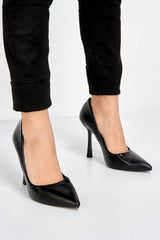 Miss Diva Black Gina Spool Heel Court Shoes