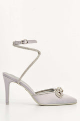 Miss Diva Silver Natalie Pointed High Heel