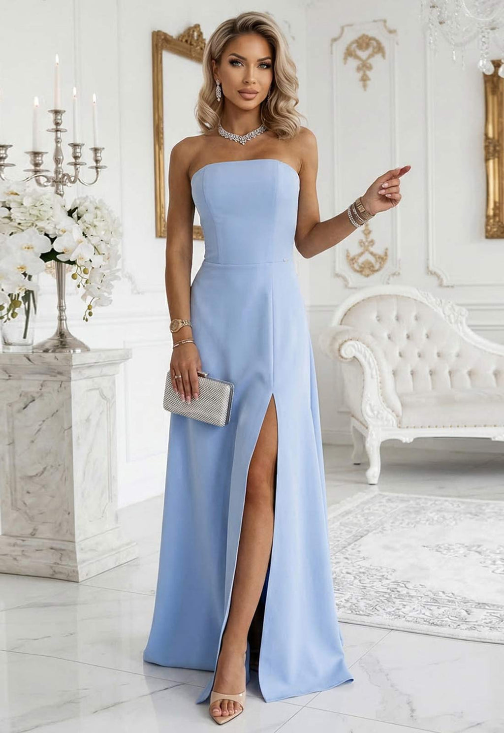 LBD Exclusive Powder Blue Elara Bardot Gown