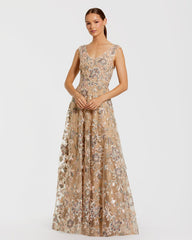 A Line Long Formal Floral Evening Dress Mac Duggal 68907