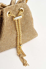 Miss Diva Gold Boujee Diamante Embellished Pouch Bag