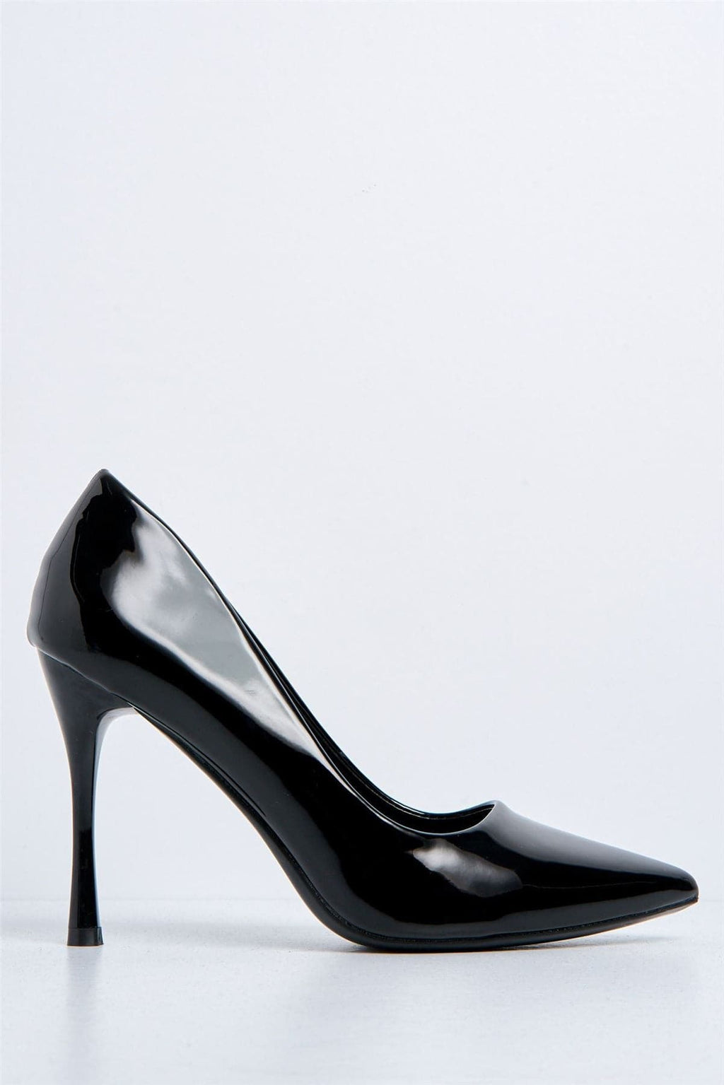 Miss Diva Gina Black Spool Heel Court Shoes