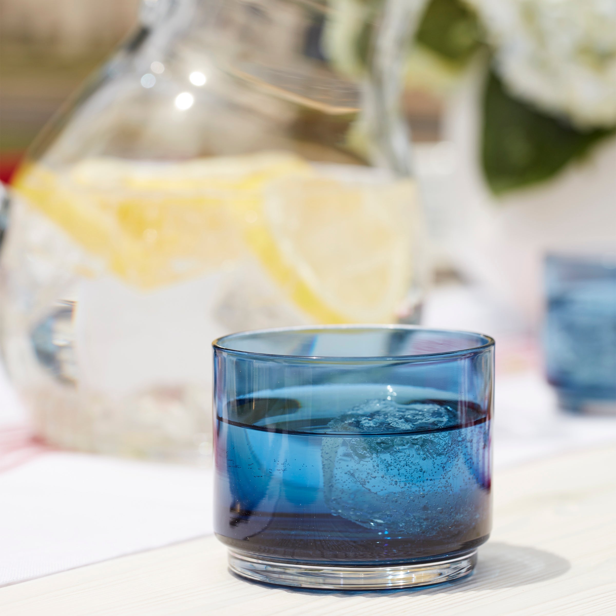Tuscany Classics Stackable Blue Short Glasses, Set of 4