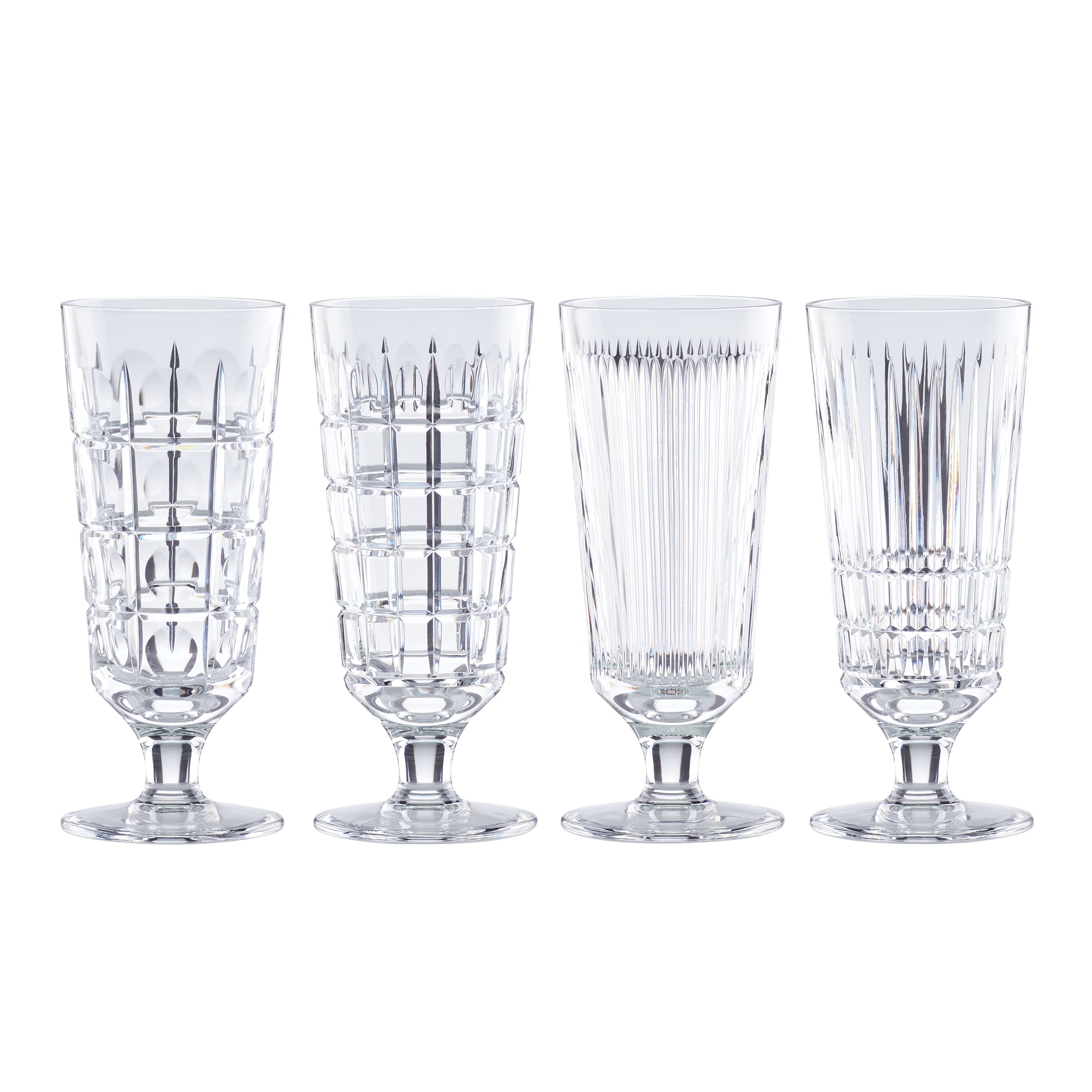 New Vintage Crystal Iced Beverage Glasses, Set of 4