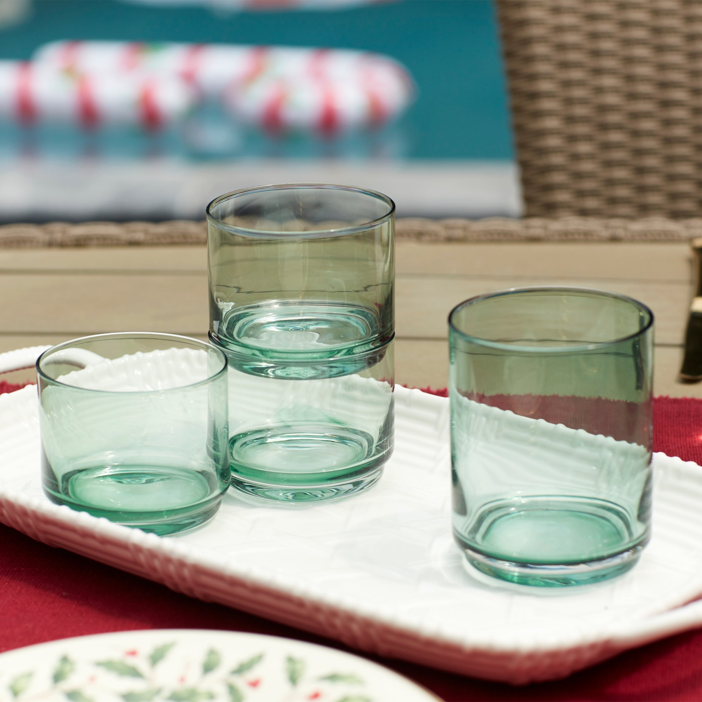 Tuscany Classics Stackable Green Tall Glasses, Set of 4