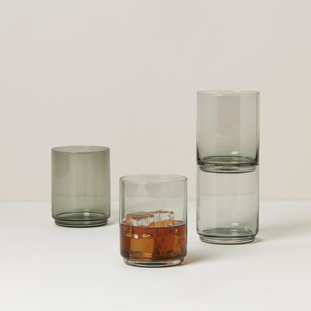 Tuscany Classics Stackable Smoke Tall Glasses, Set of 4