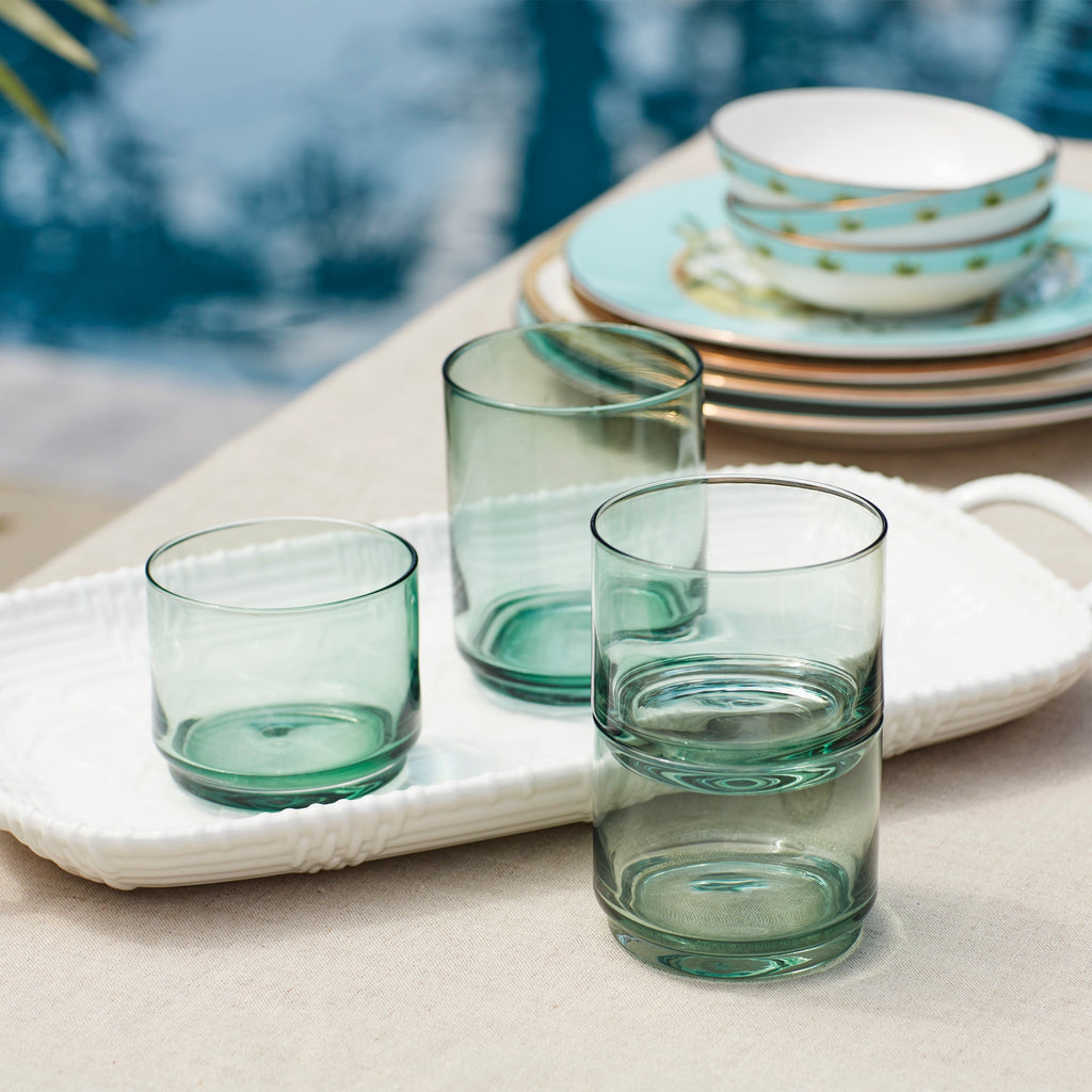 Tuscany Classics Stackable Green Tall Glasses, Set of 4