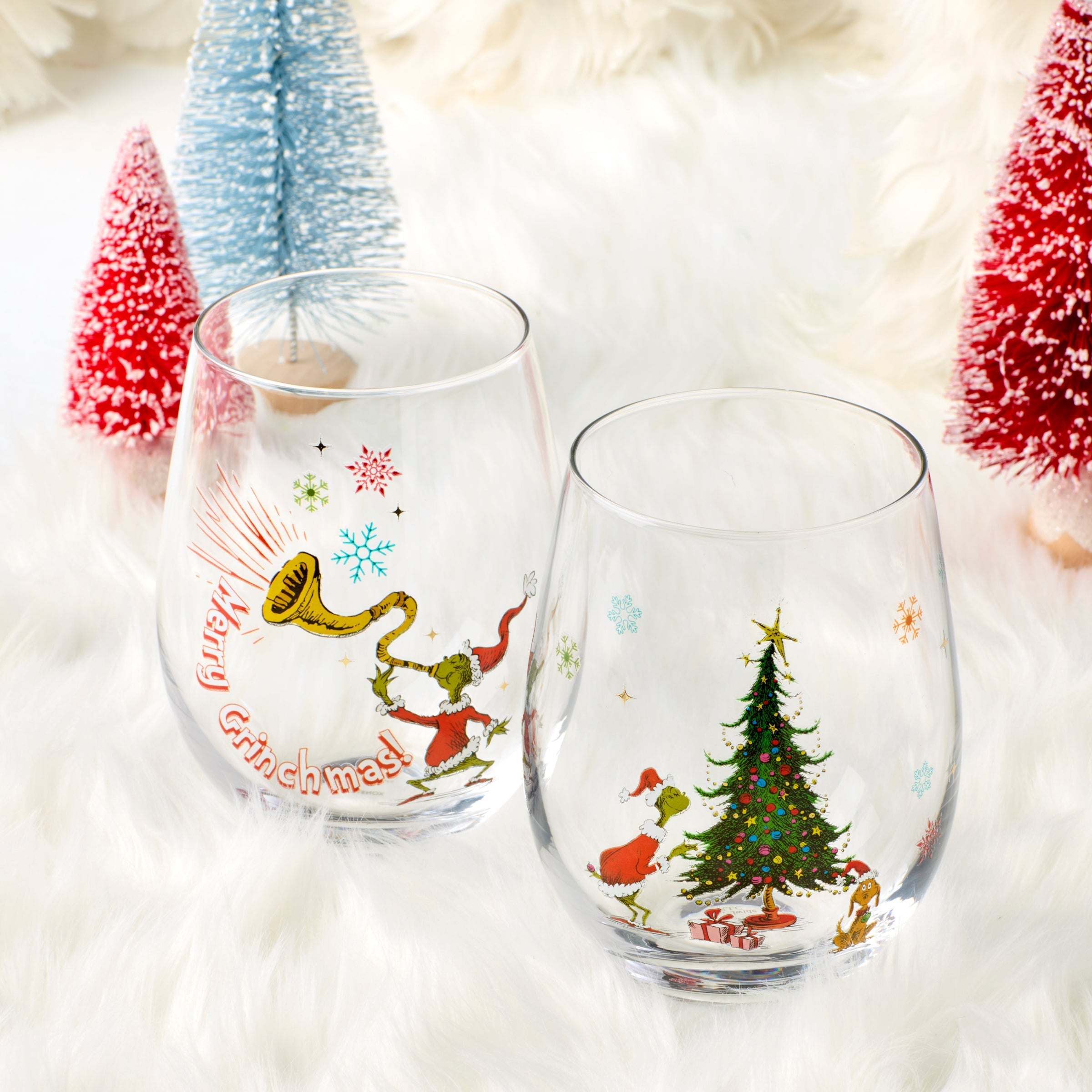 Merry Grinchmas Glass Tumblers, Set of 4