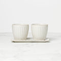 French Perle Scallop White 3-Piece Herb Pot Set