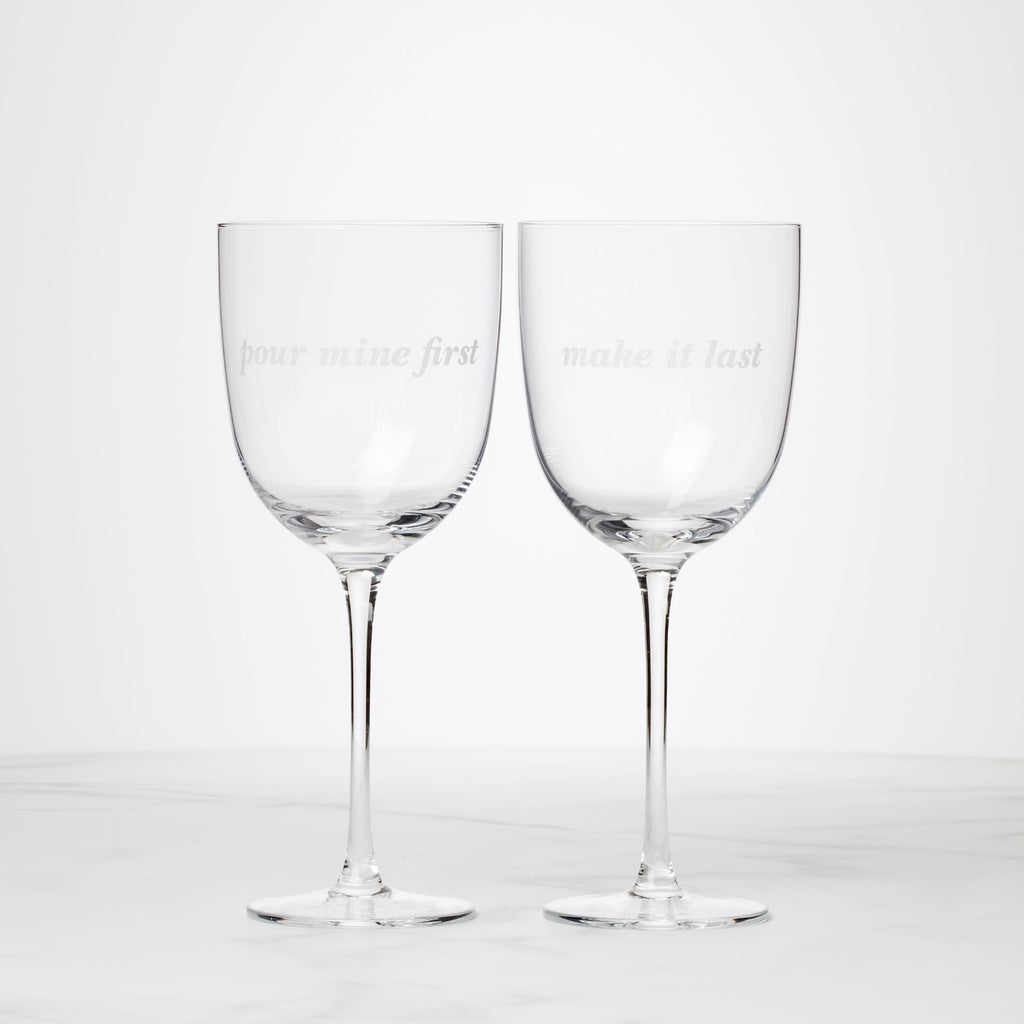 Pour Mine & Make It Last Wine Glasses, Set of 2