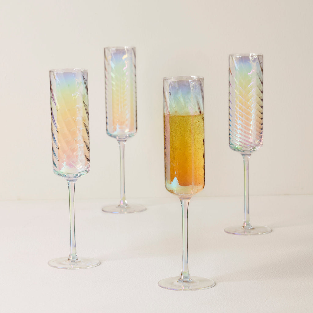 Tuscany Classics Iridescent Flute Glasses, Set of 4