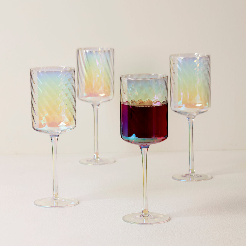 Tuscany Classics Iridescent Red Wine Glasses, Set of 4