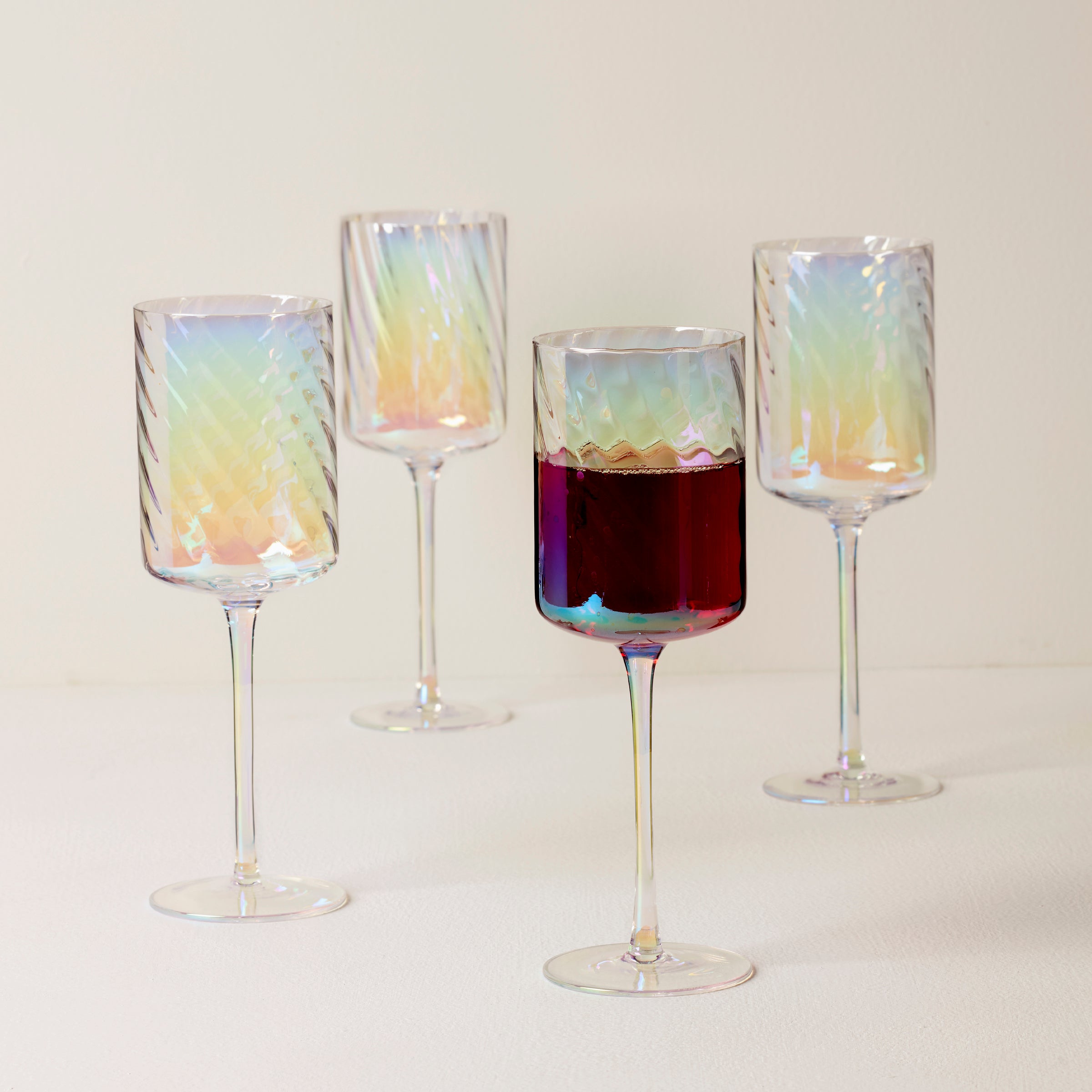 Tuscany Classics Iridescent Red Wine Glasses, Set of 4