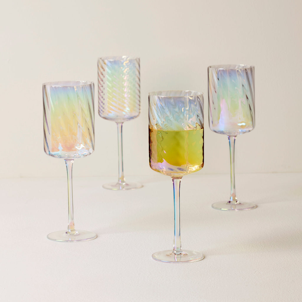 Tuscany Classics Iridescent White Wine Glasses, Set of 4