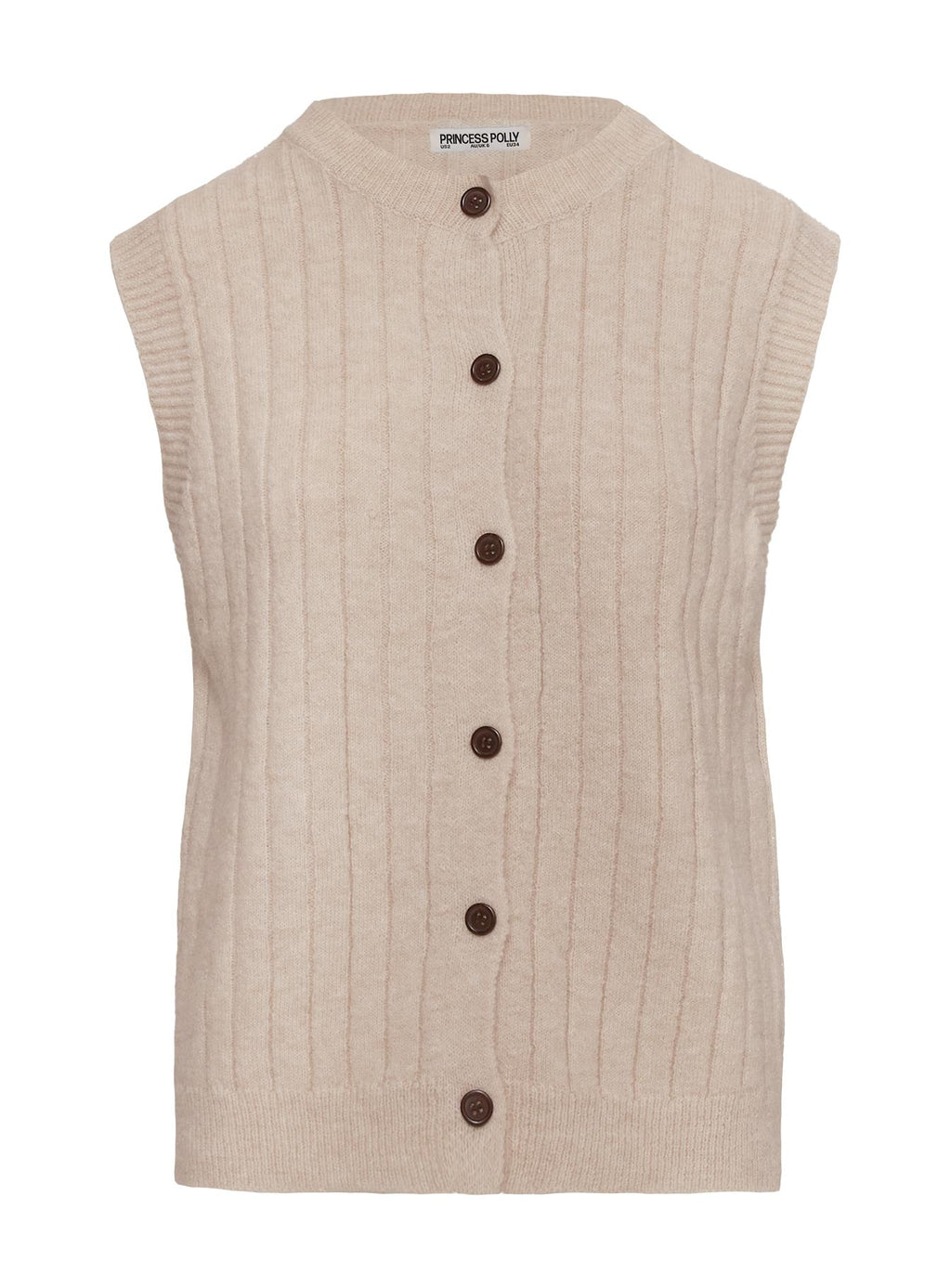 Brookvale Button Up Knit Vest Beige