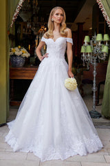 A Line Long Bridal Gown Wedding Dress