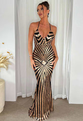 Nazz Collection Black and Gold Timeless Maxi Dress