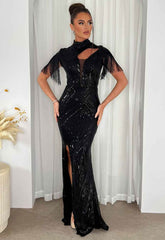 Nazz Collection Black Runway Party Dress