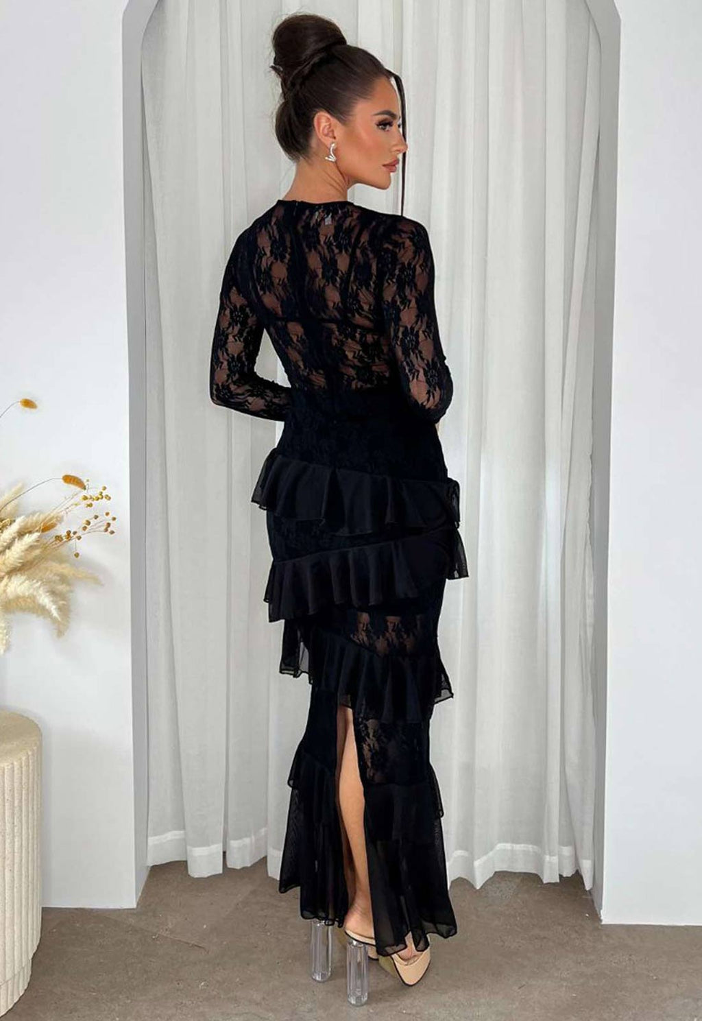 Nazz Collection Black Amora Ruffle Dress