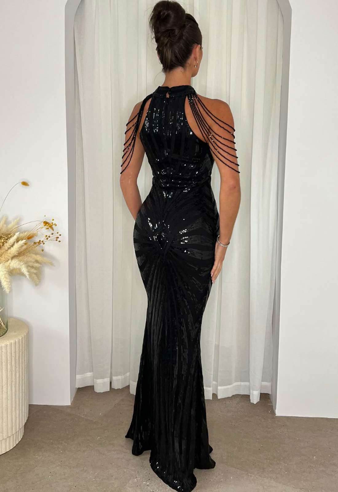 Nazz Collection Black Senseless Sequin Maxi Dress