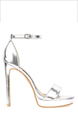 Miss Diva Silver  Ella Barely There Platform Sandal