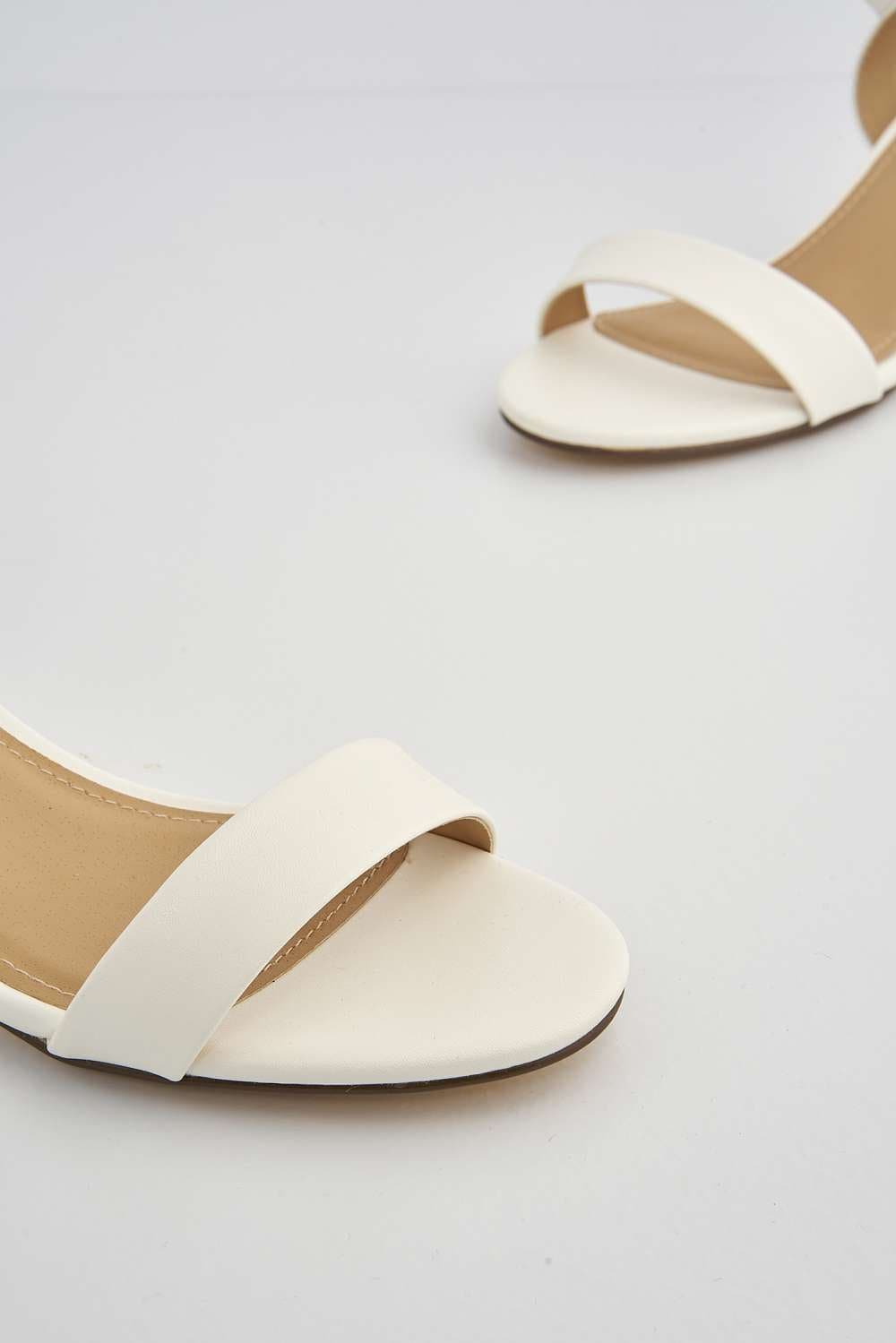 Miss Diva White Flori Block Heel Shoe