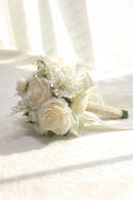 Artificial White Rose Hydrangea Cascade Wedding Flower Bouquets