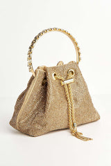 Miss Diva Gold Boujee Diamante Embellished Pouch Bag
