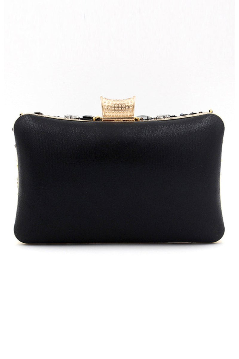 Black Beaded Shoulder Chain Evening Clutch