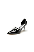 Black Elegant High Heels with Pearl Embellishment