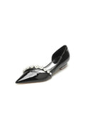 Black High Heels with Pearl and Rhinestone Embellishments
