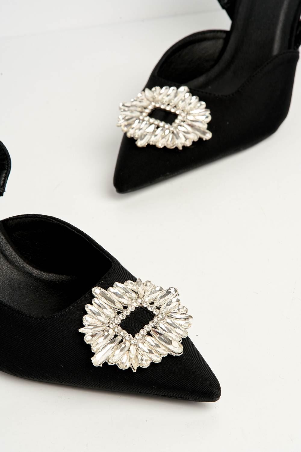 Miss Diva Black Amira Diamante Sling Back Shoe
