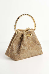 Miss Diva Gold Boujee Diamante Embellished Pouch Bag