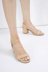 Miss Diva Flori Nude Block Heel Anklestrap Sandal