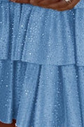 Blue - A Line Sweetheart Satin Cut Out Ruffled Homecoming & Cocktail Dresses with Beads