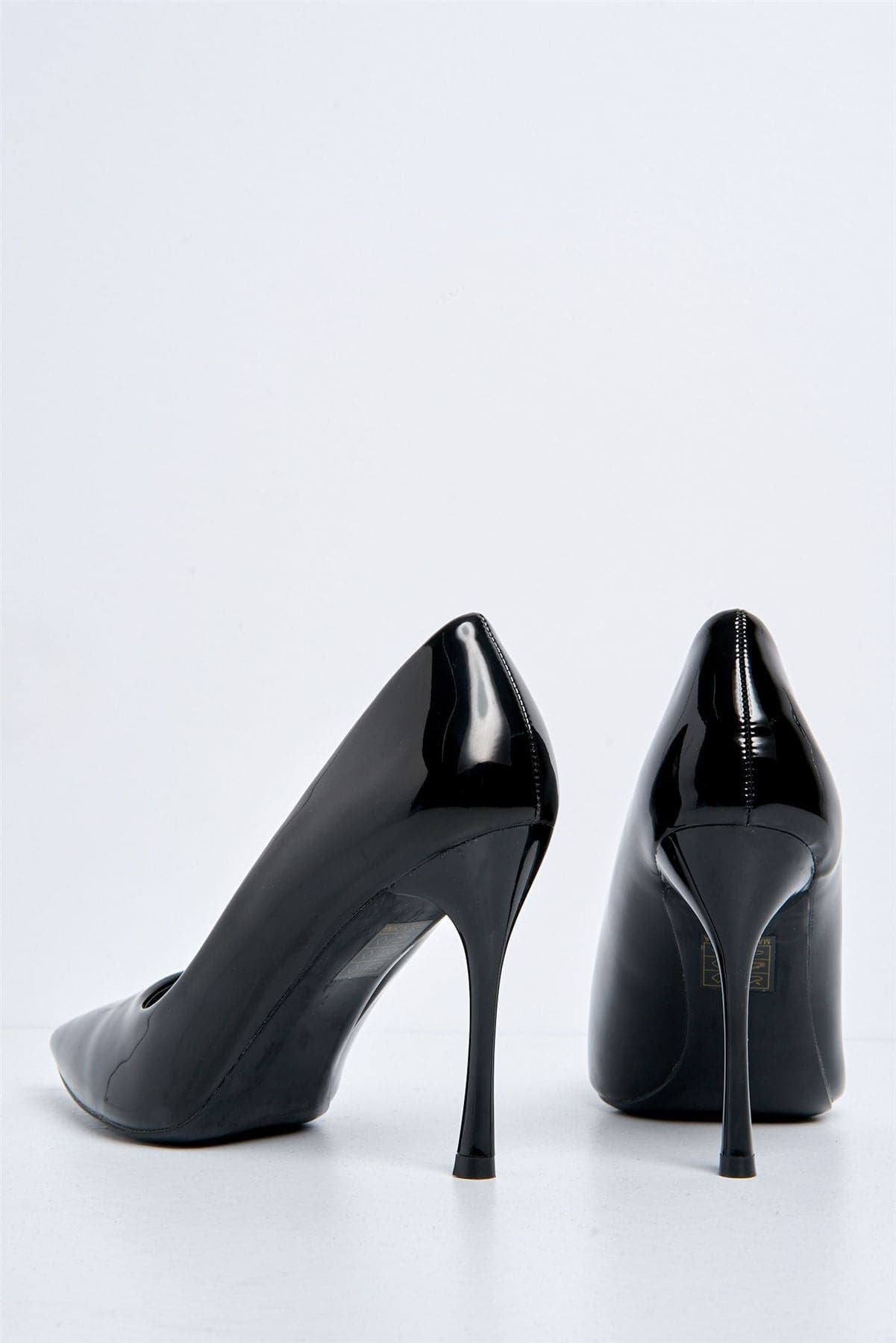Miss Diva Gina Black Spool Heel Court Shoes