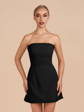 Black - A-Line Strapless Ruffles Short Homecoming Dresses