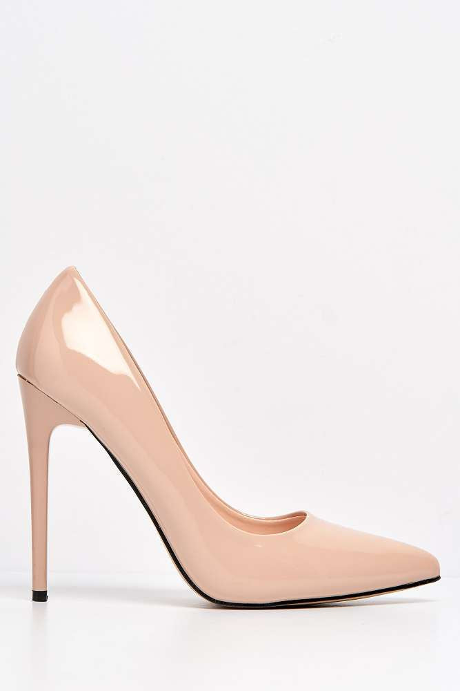 Miss Diva Nude Mila High Stiletto Patent Finish Heel Court Shoe
