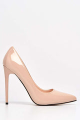 Miss Diva Nude Mila High Stiletto Patent Finish Heel Court Shoe