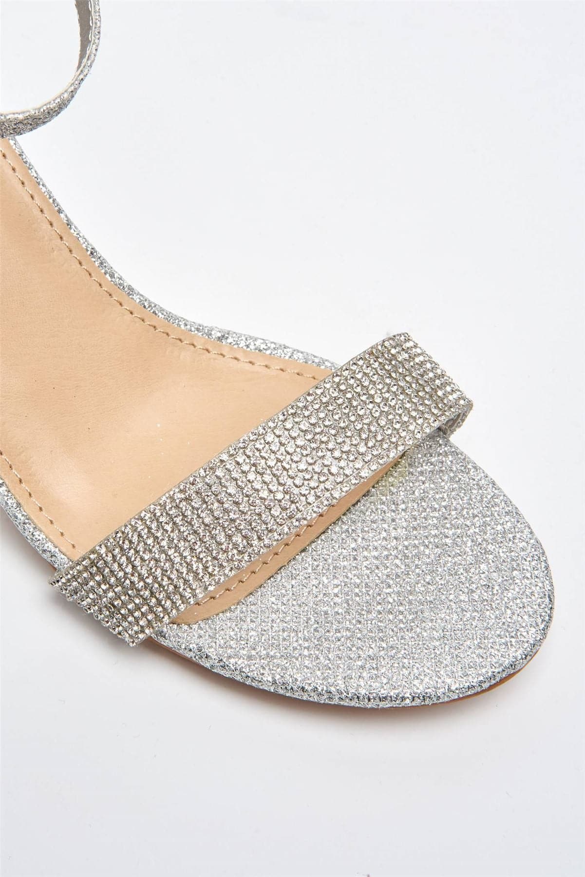 Miss Diva Silver  Asti Block Heel Ankle Strap Sandal