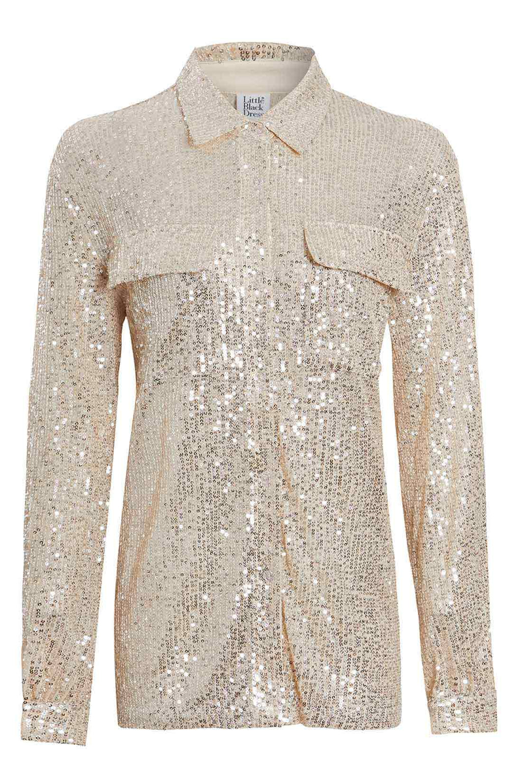 Little Black Dress Champagne Sequin Shirt
