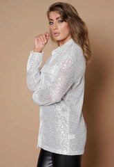 Little Black Dress Silver Sequin Shirt