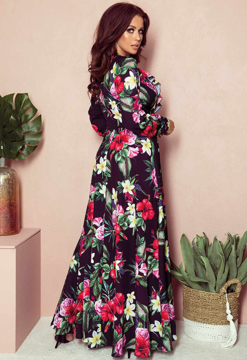 LBD Exclusive Multi Rose Maxi Print Dress