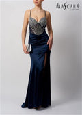 Mascara London Shiny Jersey Ink Prom Dress
